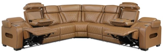 Homelegance® Fairway 3-Piece Brown Power Reclining Sectional with Center Drop-Down Cup Holders-4