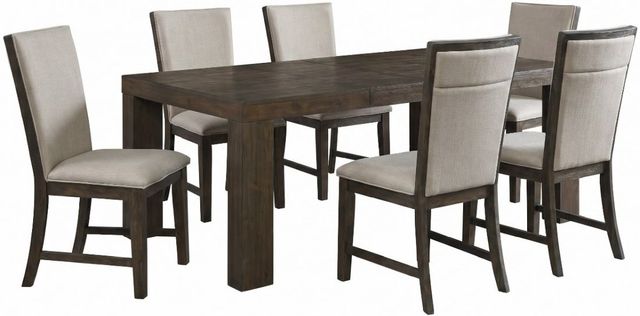 Elements International Grady 7-Piece Dark Walnut/Taupe Fabric Back Dining Set-0