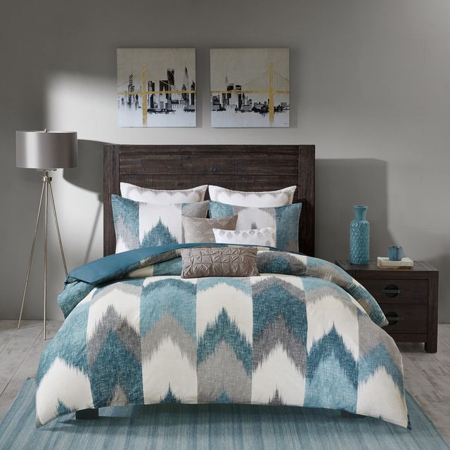 Olliix by INK+IVY Alpine Aqua Full/Queen Cotton Duvet Cover Mini Set-1