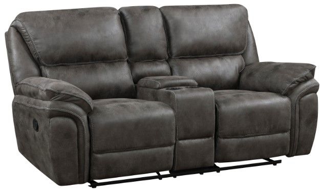 Homelegance® Proctor Gray Double Reclining Loveseat-0