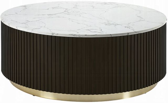 ACME Furniture Clayten White Coffee Table with Espresso Base-0