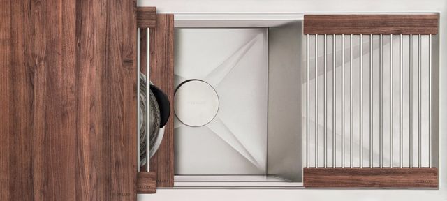 The Galley® American Black Walnut Ideal Workstation 30S + 12" DryDock® Drain Side, Five Tool Culinary Kit, One DryDock® Tool-0