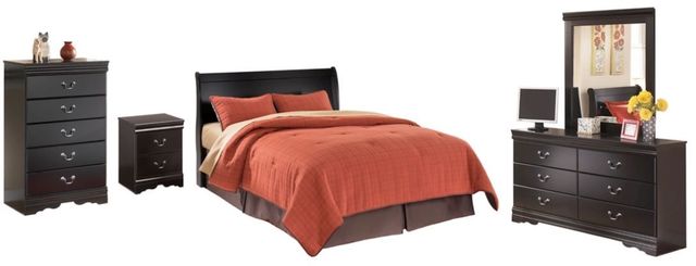 Signature Design by Ashley® Huey Vineyard 4-Piece Black King Sleigh Headboard Set-0