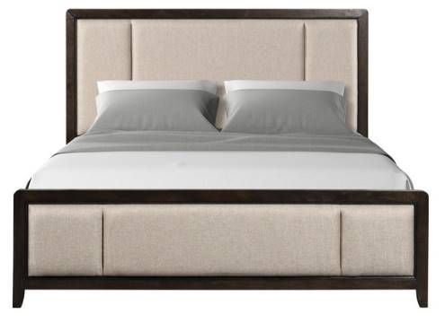 Bernards Fulton Beige/Medium Brown Upholstered King Panel Bed-1