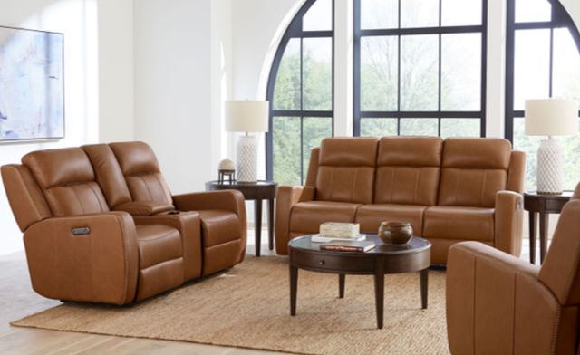 Bassett® Furniture Club Level Norwood Tan Power Reclining Sofa-3
