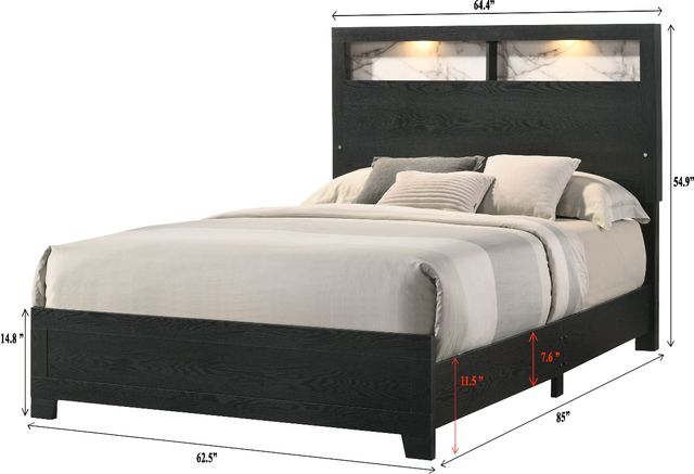 Crown Mark Candence Black Queen Bookcase Bed-2