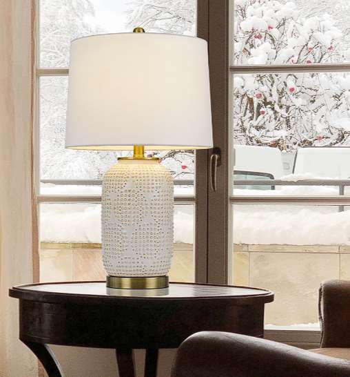Cal® Lighting & Accessories Sedalia Antique Brass/Pearl White Table Lamp-1