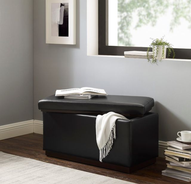 Linon Sunny Black Rectangle Ottoman-1
