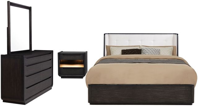 Coaster® Leandro 4-Piece Burnished Black/Cream Queen Panel Bedroom Set-0