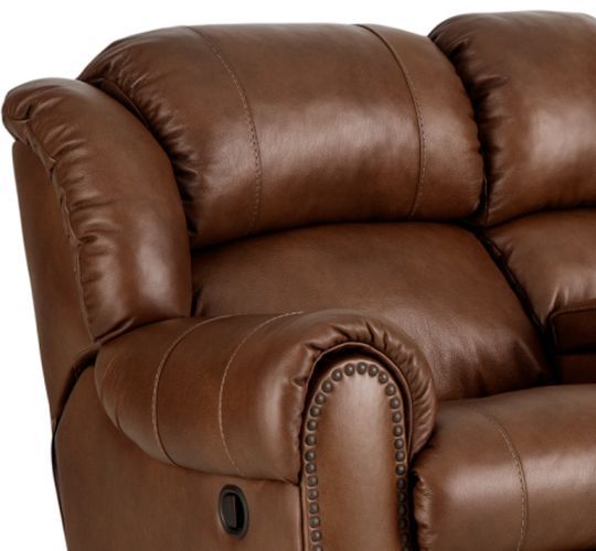 HomeStretch Laredo Cognac Leather Manual Reclining Loveseat-1