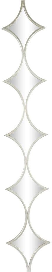 Deco Marche Silver Slim Stacked Chain 5-Layer Wall Mirror with Diamond Pattern-0