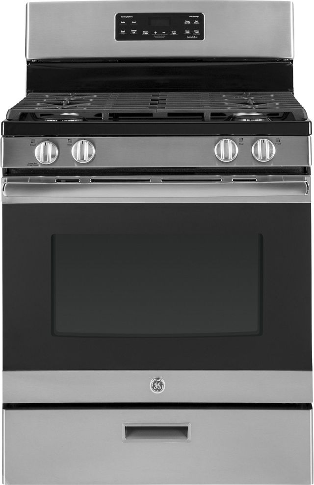 GE® 30" Free Standing Gas Range-Stainless Steel/Black-0