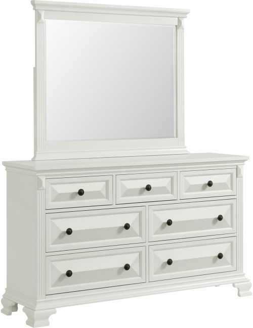 Elements International Bridgestone 4-Piece Antique White Queen Panel Bedroom Set-3