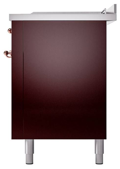 Ilve® Nostalgie II Noblesse 60'' Burgundy Pro Style Dual Fuel Range with Copper Trim-3