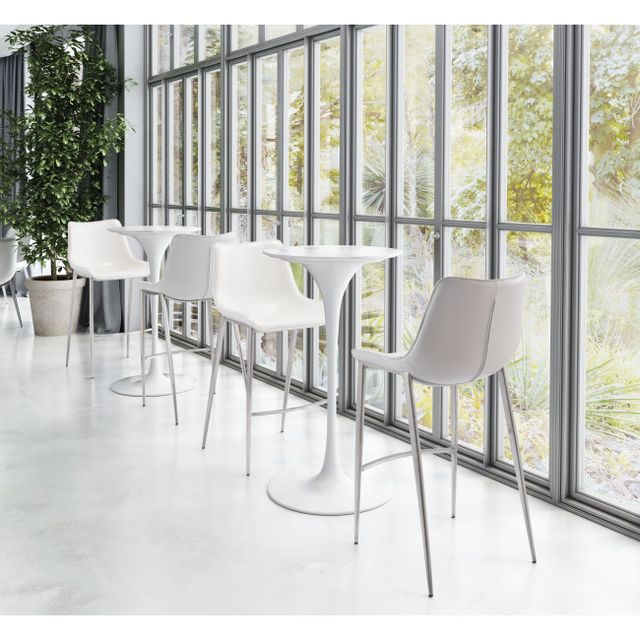 Zuo® Modern Magnus Silver/White Bar Chair-2