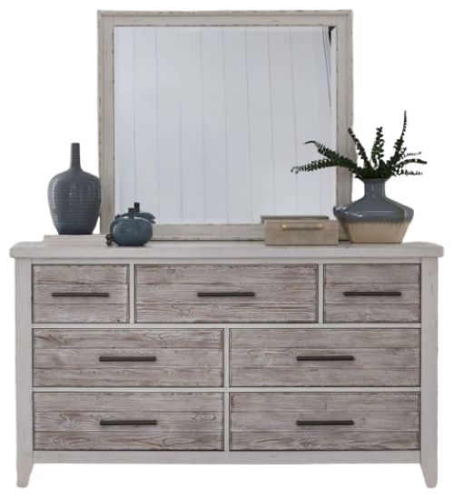Liberty Furniture Backroads Parchment Brown/Weathered White Dresser and Mirror-0