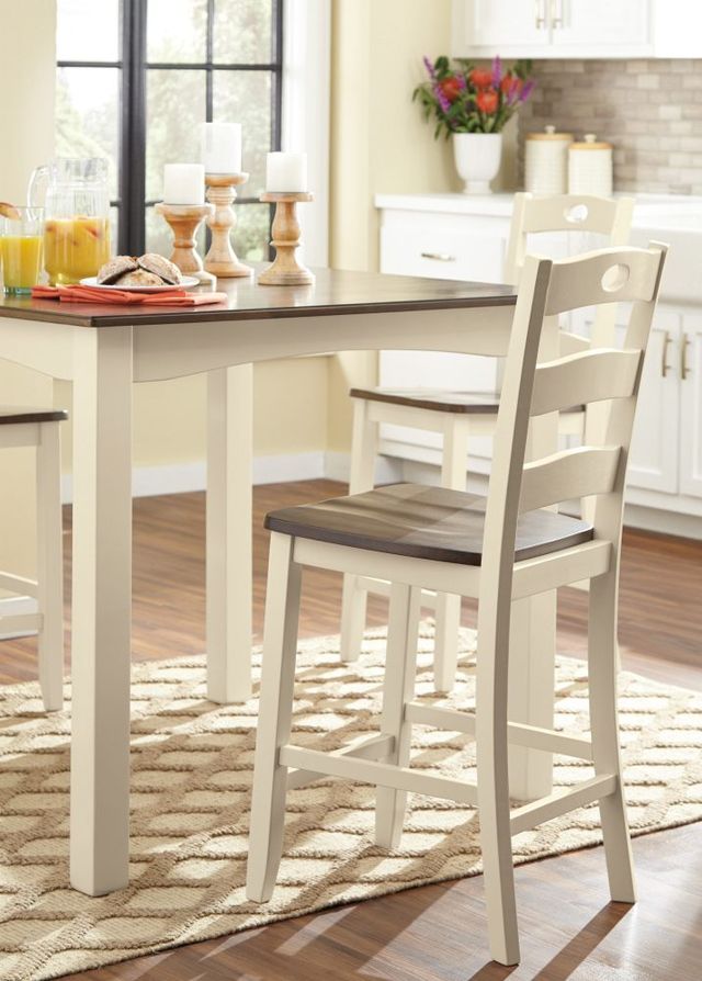 Signature Design by Ashley® Woodanville 5-Piece Cream/Brown Counter Height Dining Set-1
