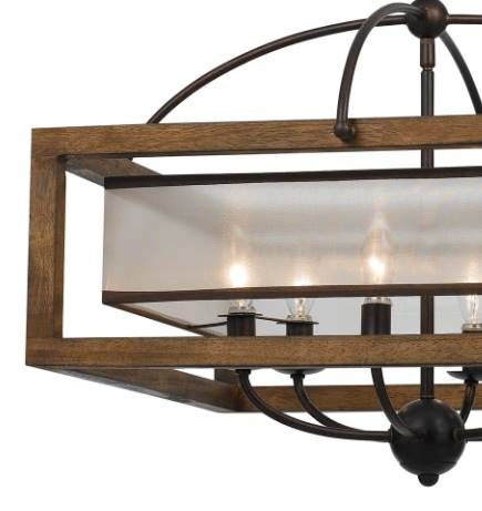 Cal® Lighting & Accessories Square 6-Light Wood Chandelier-1