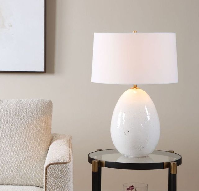 Uttermost® Avery White Crackled Glaze Table Lamp-1