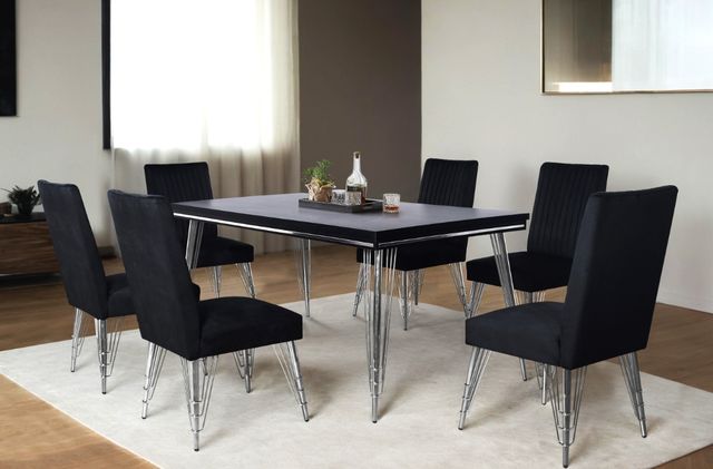 New Classic® Home Furnishings Ava Black Dining Table with Stainless Steel Base-1