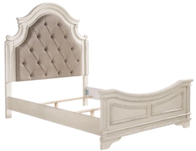 Signature Design by Ashley® Realyn Chipped White Queen Upholstered Panel Bed-1