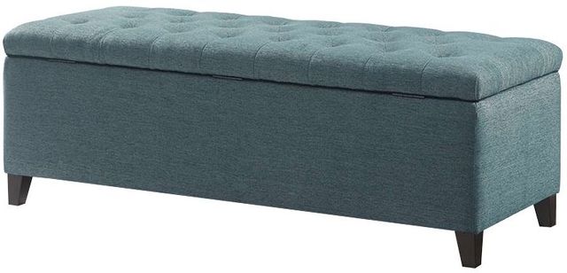 Olliix by Madison Park Blue Shandra Tufted Top Storage Bench-2