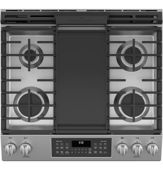 GE® 30" Stainless Steel Slide-In Natural Gas Double Oven Range-2