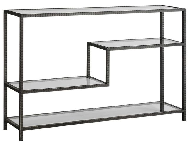 Uttermost® Leo Glass Top Console Table with Aged Gunmetal Frame-0