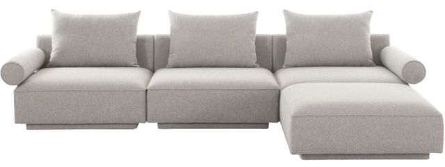 Moe's Home Collection Rosello Lounge 4-Piece Light Grey L-Shaped Modular Sectional and Ottoman-1