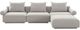 Moe's Home Collection Rosello Lounge 4-Piece Light Grey L-Shaped Modular Sectional and Ottoman-1