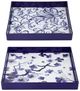 A & B Home 2-Piece Blue/White Square Decorative Tray Set-0