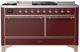 Ilve® Majestic III 60" Burgundy Pro Style Dual Fuel Liquid Propane Range with Griddle and Copper Trim-0
