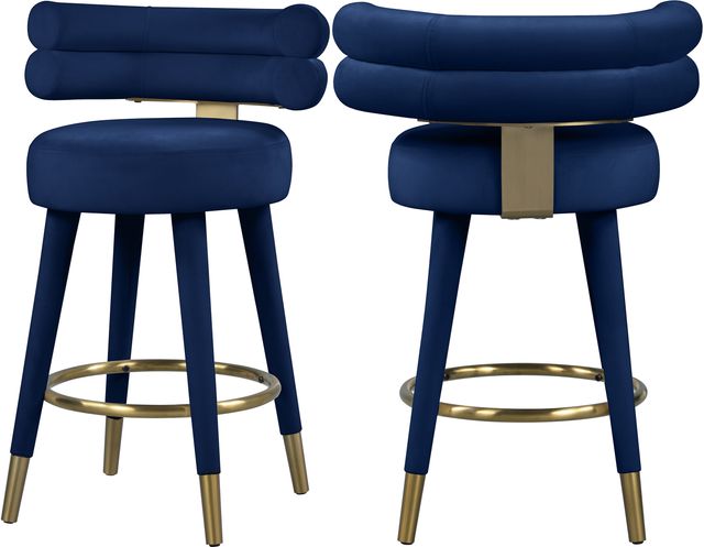 Meridian Furniture Fitzroy 2-Piece Navy Velvet Counter Stools-0