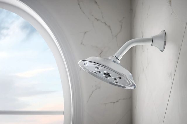 Brizo Essential™ Polished Chrome 7" Classic Wall Mount Shower Arm and Flange-1