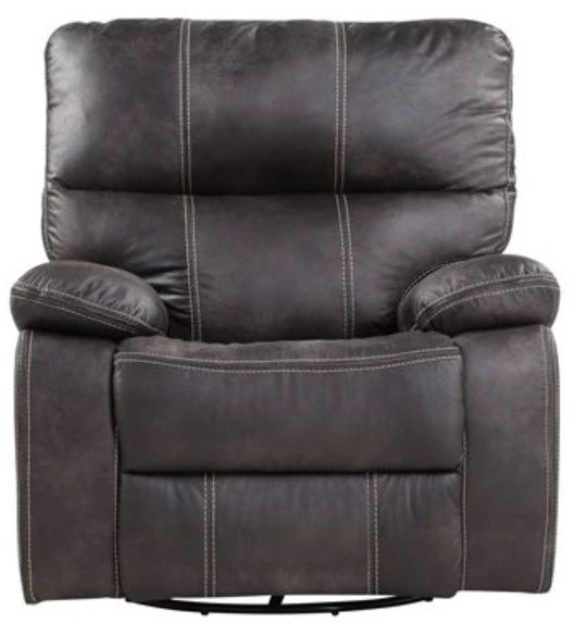 Emerald Home Jessie James Gray Manual Swivel Glider Recliner-3