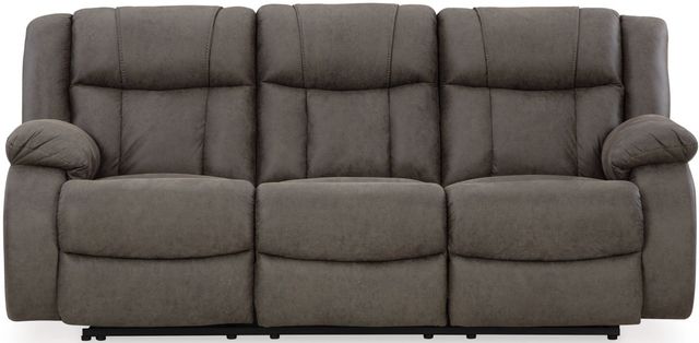 Signature Design by Ashley® First Base Gunmetal Reclining Sofa -2