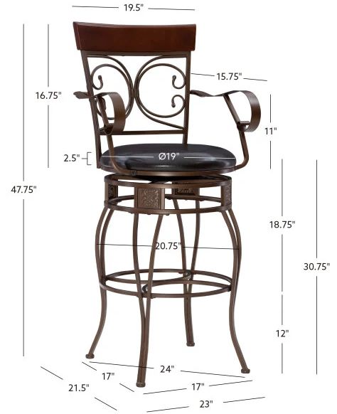 Powell® Bria Dark Bronze Big and Tall Bar Stool-2
