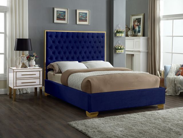Meridian Furniture Lana Navy King Upholstered Panel Bed-3
