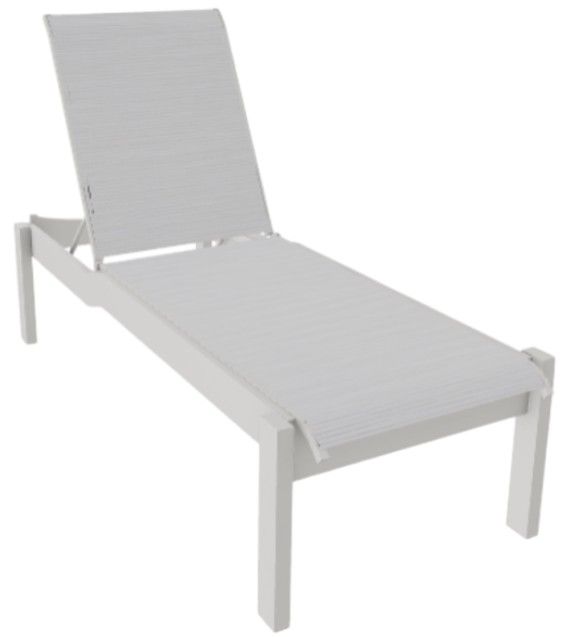 Telescope Casual Leeward Abalone/Snow Fabric/Polymer Outdoor MGP Sling Lay-Flat Stacking Armless Long Frame Chaise with Wheels-0