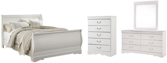 Signature Design by Ashley® Anarasia 3-Piece White Queen Sleigh Bed Set-0