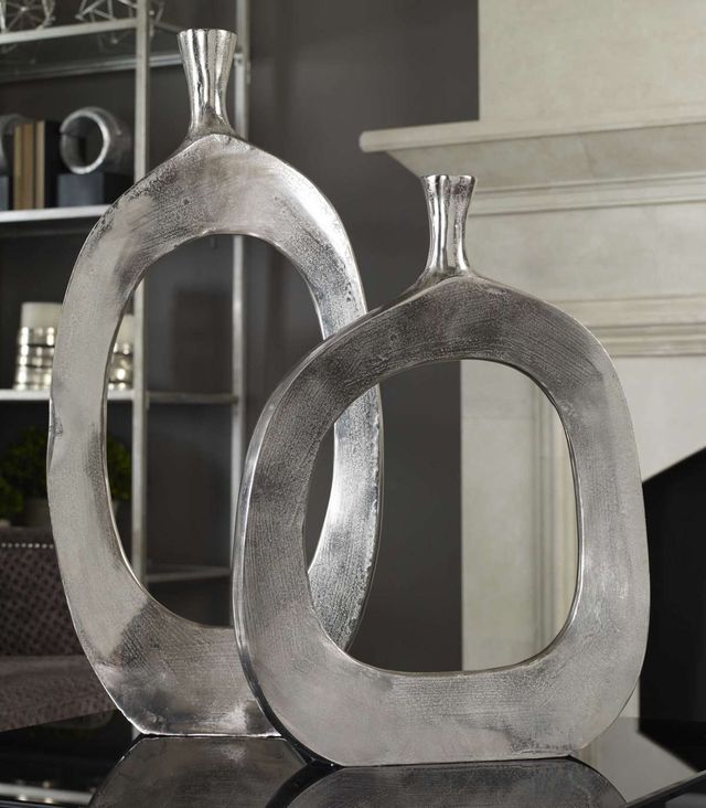 Uttermost® Cierra 2-Piece Nickel Vase Set-2