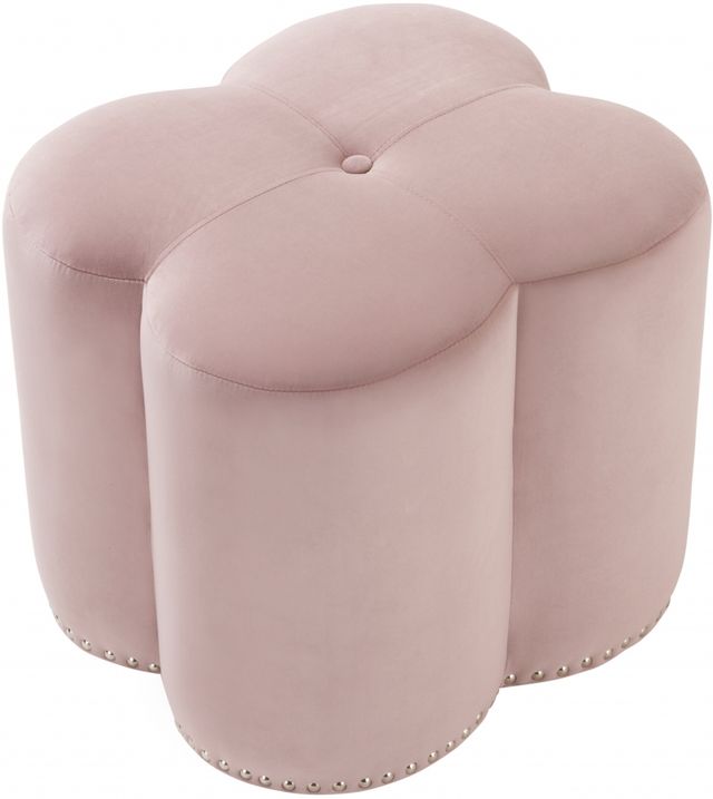 Meridian Furniture Clover Pink Velvet Ottoman-1