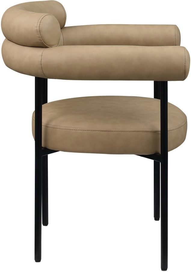Meridian Furniture Blake Tan/Matte Black Leather Dining Arm Chair-4