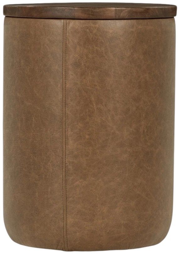Classic Home Andra Tan Leather Round Accent Table-2