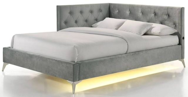 Elements International Amberley Gray Full Youth Corner Panel Bed-1