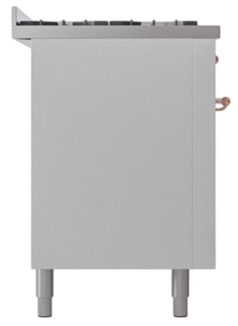 Ilve® Nostalgie II Noblesse 60'' White Pro Style Dual Fuel Range with Copper Trim-2