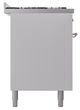 Ilve® Nostalgie II Noblesse 60'' White Pro Style Dual Fuel Range with Copper Trim-2