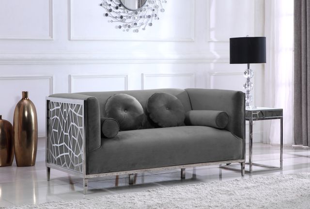 Meridian Furniture Opal Grey Velvet Loveseat-1