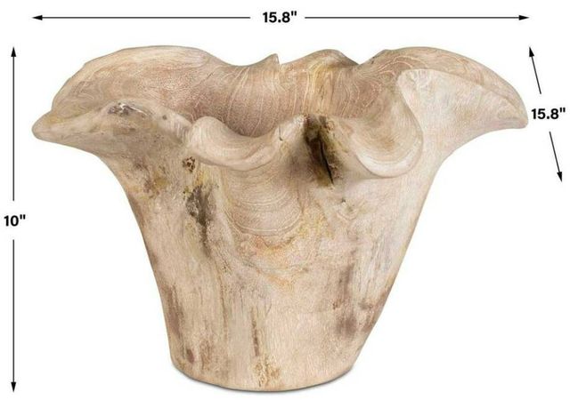 Uttermost® Teak Flow White Wash Wooden Indoor-Outdoor Bowl-2