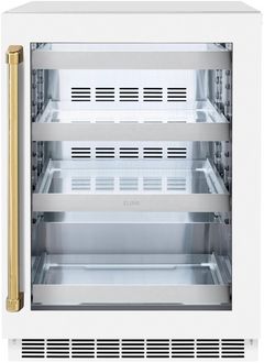 ZLINE Touchstone Autograph Edition 5.2 Cu. Ft. Stainless Steel Beverage Center with White Matte Glass Door and Polished Gold Handle